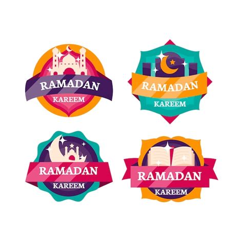 Free Vector Flat Design Ramadan Badge Collection