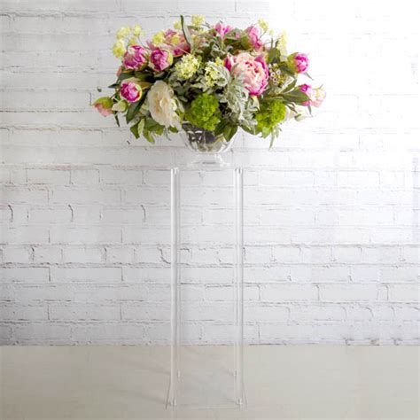 Acrylic Centrepiece Square Flower Stand Clear 25x25x70cmh