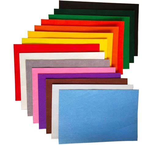 15pcs Assorted Colors Adhesive Felt Fabric Sheets15 Colors