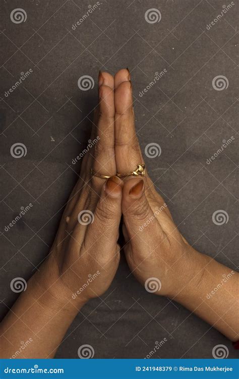 A Female Hand Showing Sign Of Welcome Or Namaskar Or Namaste With Her