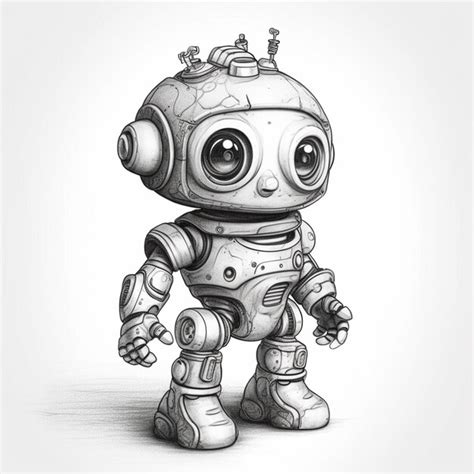 Premium Ai Image A Drawing Of A Robot With A Big Eyes And A Helmet