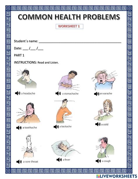 Common Health Problems Interactive Worksheet