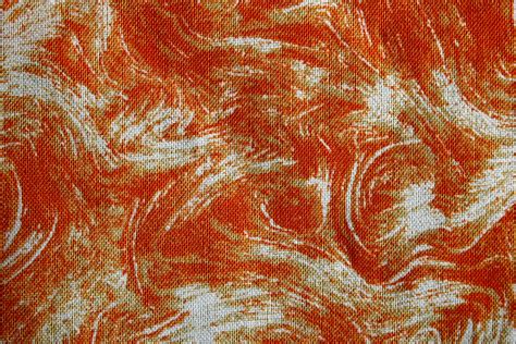 Fabric Texture With Orange Swirl Pattern Picture Free Photograph