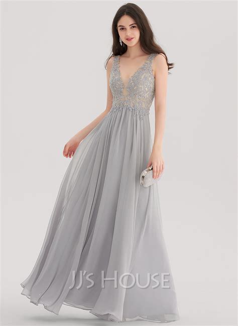 A Line V Neck Floor Length Chiffon Evening Dress Passaic Game Of