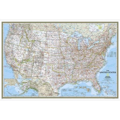 United States Political Wall Map 36 X 24 Inches