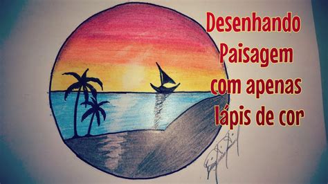 Desenhando Paisagem Passo A Passo Com Apenas Lapis De Cor Youtube