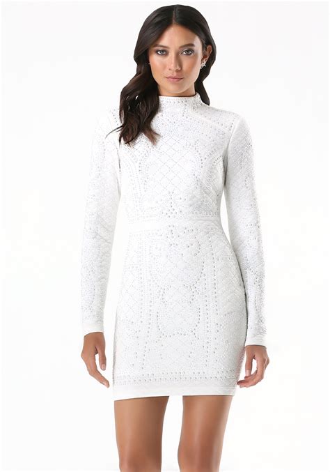 Lyst Bebe Iridescent Quilted Dress In White