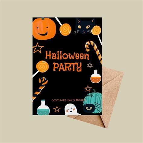 Halloween Party Invitation Card Halloween Invitation Etsy Uk In 2022 Halloween Invitation