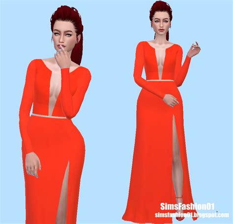 Sims Fashion01 Simsfashion01 Orange Dress The Sims 4