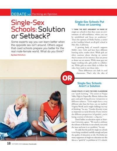 Single Sex Schools Solution Or Setback Scholastic