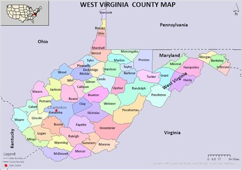 West Virginia County Map County Map With Cities
