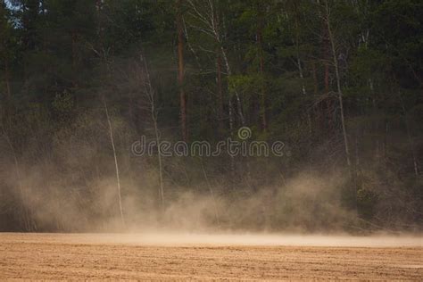 Dust Storm In Dry Fields Dry Weather Infuenced By Climate Change Stock