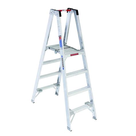 Werner 10 Ft Reach Aluminum Platform Twin Step Ladder With 300 Lb
