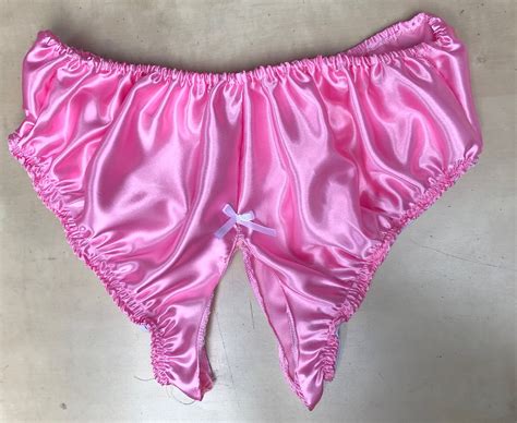 Erotic Satin Crotchless Knickers Made To Measure Panties Etsy
