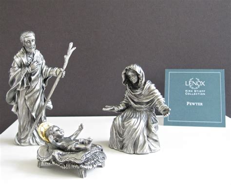 Vintage Lenox Pewter Nativity Boxed Set 3 Figures Stieff Collection