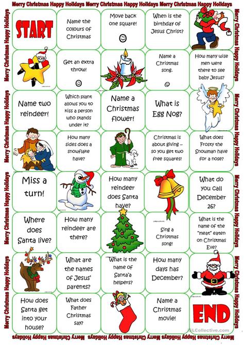 Christmas color by number worksheet. Christmas Board Game - English ESL Worksheets for distance ...