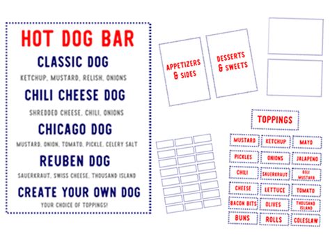 Hot Dog Bar Printables Queenbhome