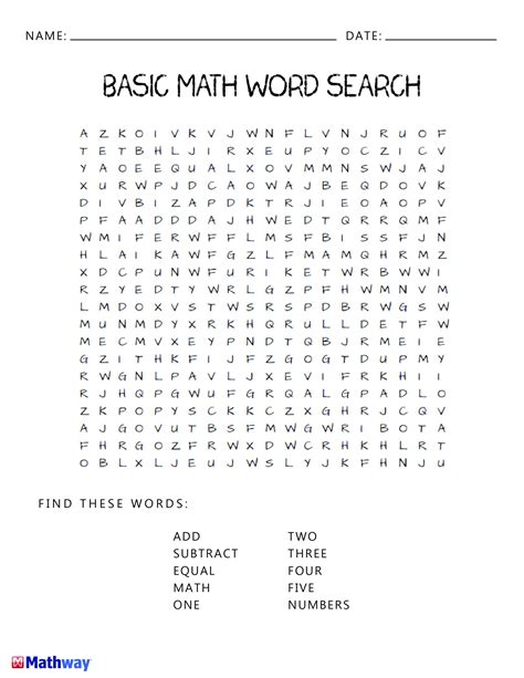 Math Word Search Free Printable