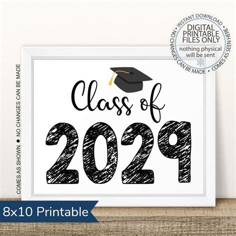 Printable Class Of 2029 Graduation Sign Senior Pictures Photo Etsy