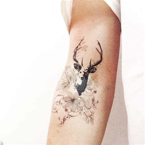 Deer With Flowers Arm Tattoo Trendy Tattoos Cute Tattoos Flower