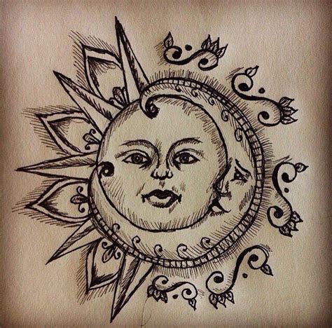 Sun And Moon Drawing Moon Tattoo Designs Moon Sun Tattoo Moon Tattoo