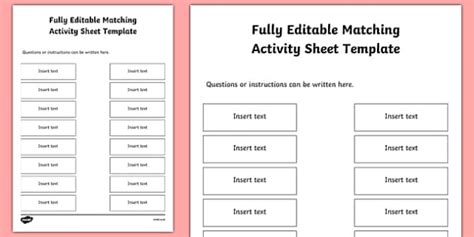 Fully Editable Matching Worksheet Template Teacher Made