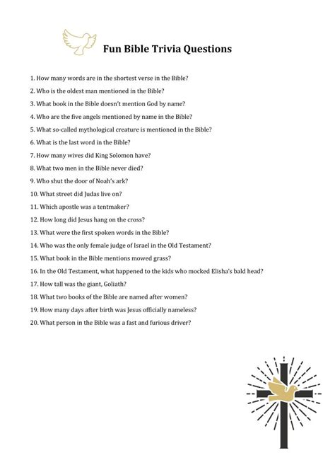 6 Best Youth Bible Trivia Questions Printable