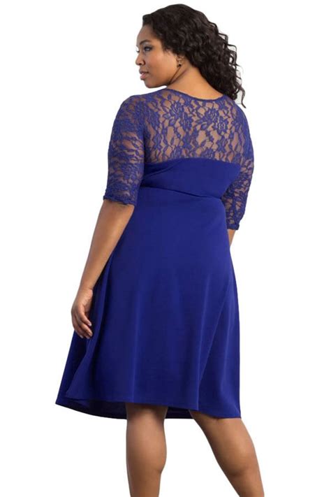 Cheap Blue Trendy Lace Plus Size Cocktail Dresses Online Store For Women Sexy Dresses