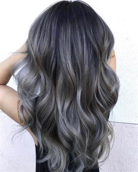Ash Grey Balayage Grey Hair Dye Charcoal Hair Balayage Hair Grey