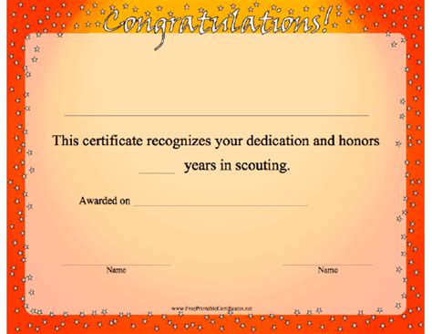 A Star Studded Congratulations Certificate To Recognize Scouts And