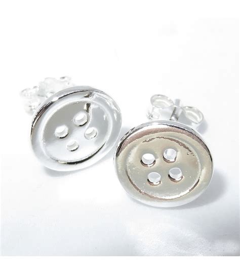 Button Sterling Silver Stud Earrings 925 X 1 Pair Buttons Studs