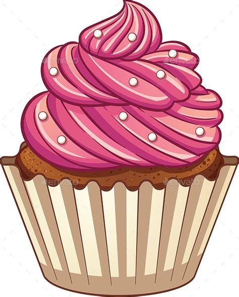Cartoon Cupcake Vector Clip Art Illustration With Simple