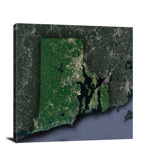 Rhode Island State Satellite Map 2022 Canvas Wrap
