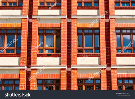 Red Brick Facade Modern Architecture Architectural Stock Photo