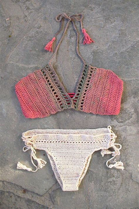 crochet bikini set with tassels boho crochet bikini top