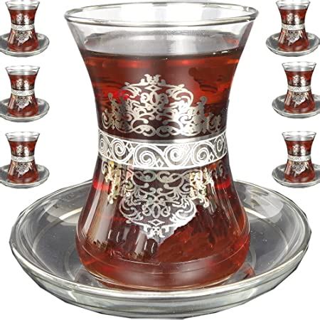 Amazon Com Vintage Turkish Tea Glasses Cups Set Of Saucers