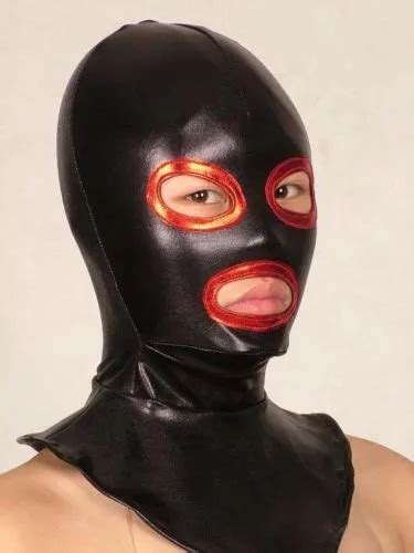 unisex spandex zentai black metallic killer mask hood open eyes and mouth halloween accessory