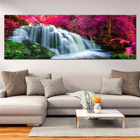 Beautiful Waterfall Canvas Wall Art Colorful Forest Waterfall 1 Piece
