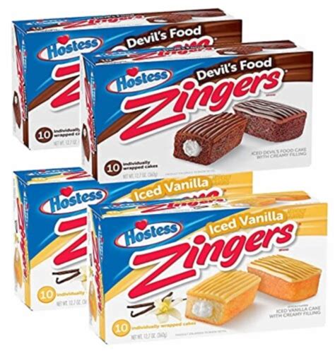 Hostess Zingers Combo Iced Vanilla And Iced Devils Food 127 Ounce