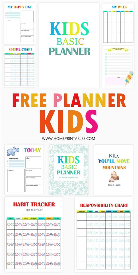 The Printable Planner For Kids Is Shown With Text That Reads Free