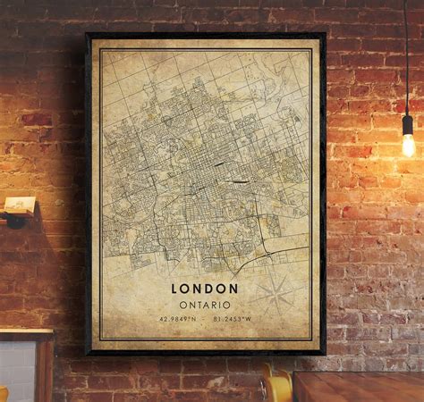 London Vintage Map Print London Ontario Map Art London Etsy