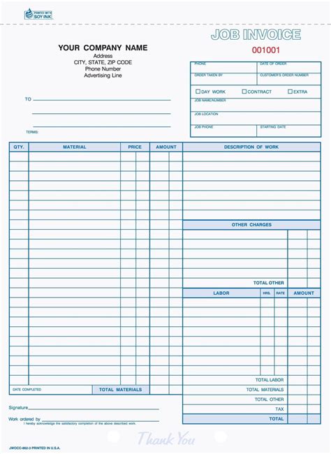 3 Part Work Orderinvoice With Carbon