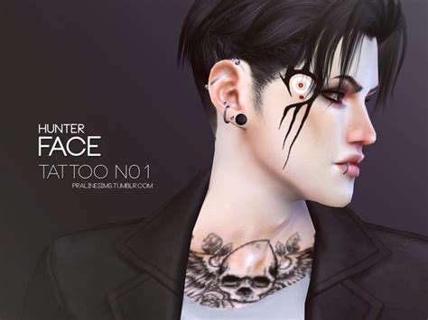 Pralinesims Hunter Face Tattoo N01 Sims 4 Sims 4 Tattoos Face