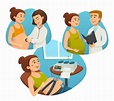 Pregnant Woman with Doctor, Prenatal Monitoring of Pregnancy, Vector ...