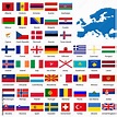 Official list of all European country flags and map Stock Vector ...