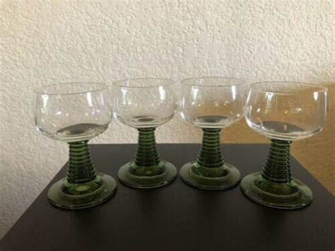 german roemer wine glasses dark green beehive stem 0 1l etched set of 4 3854496926