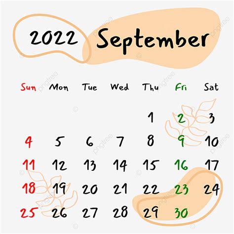Gambar Kalender Bulanan Vektor September 2022 Estetika Kalender