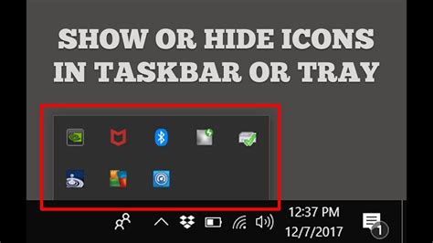 Show Or Hide Icons In Taskbar Or System Tray In Windows 10 Youtube