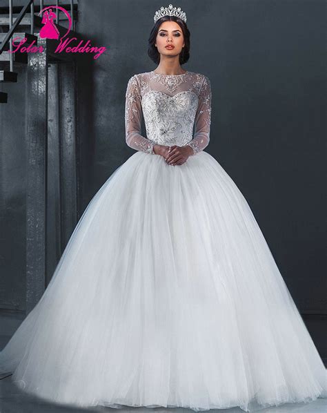 New Arrival Long Sleeve Lace Princess Wedding Gown Women Bridal Dresses