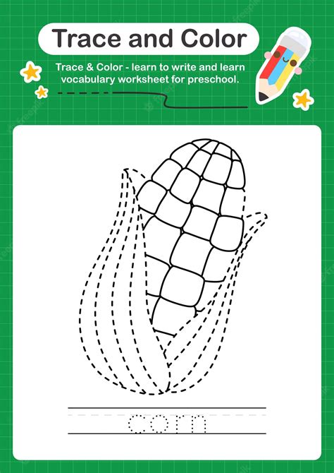 Premium Vector Corn Trace And Color Preschool Worksheet For Kids